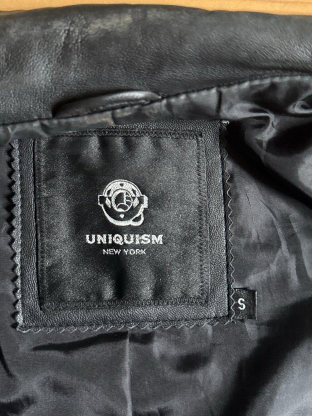 Leather Jacket 100% Lambskin Black Moto Biker Zip Uniquism New York Small - Picture 11 of 15